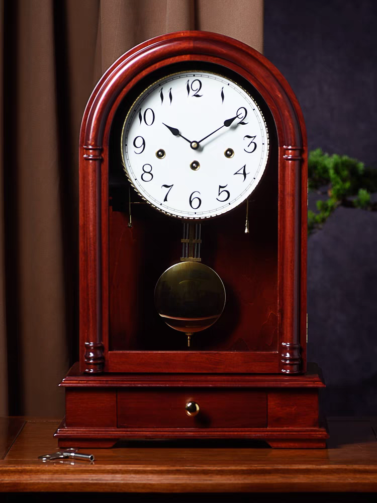 老式机械座钟客厅复古实木大号台钟中式家用坐钟摆钟桌面摆放时钟,家居饰品,座钟,淘宝优惠券,粉丝福利购,淘宝优惠卷