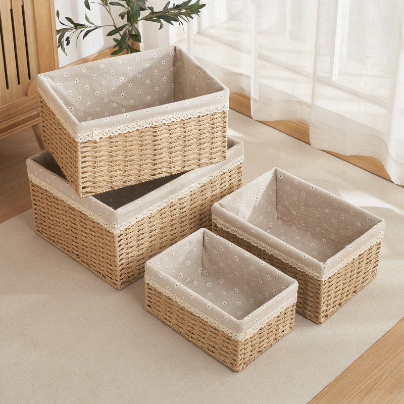 收纳箱家用大号编织筐化妆品零食储物箱内衣袜子整理箱杂物收纳筐,收纳整理,收纳箱,淘宝优惠券,粉丝福利购,淘宝优惠卷