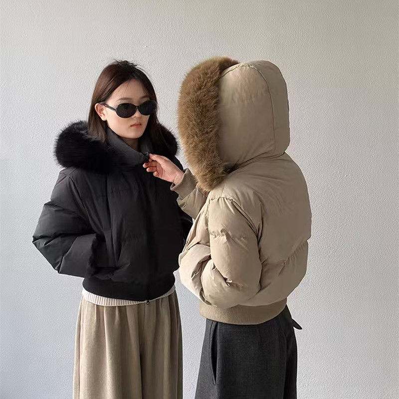 2025新款短款加厚夹克羽绒服女小个子大毛领90白鸭绒冬季外套