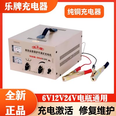 乐牌汽车电瓶充电器12V24V大功率纯铜智能自动修复电池充电机