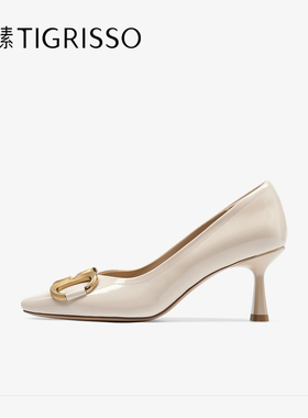 蹀愫2025年新款法式小香风复古方头单鞋细跟高跟鞋TA54537-13
