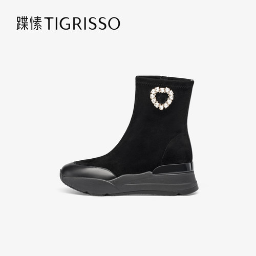 蹀愫2025年秋冬新款钻扣增高6户外超轻运动瘦瘦短靴女TA65721-53