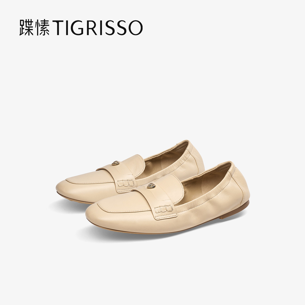 蹀愫2025年新款圆头松紧带豆豆鞋超软平底乐福鞋女TA65318-52,女鞋,浅口单鞋,淘宝优惠券,粉丝福利购,淘宝优惠卷