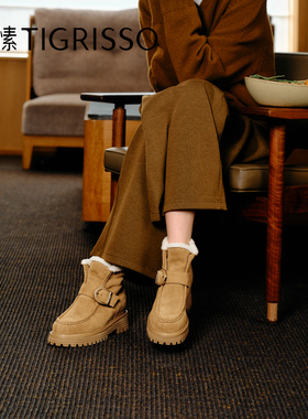 蹀愫2025年秋冬新款自发热保暖毛毛靴袋鼠鞋雪地时装靴TA65702-53