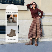 靴 圆头加绒增高4.5短靴时装 马思纯同款 知竹蹀愫冬新中式