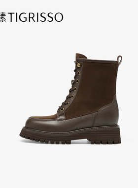 蹀愫25年秋冬新款增高4.5英伦保暖马丁靴厚底粗跟女靴TA65702-52