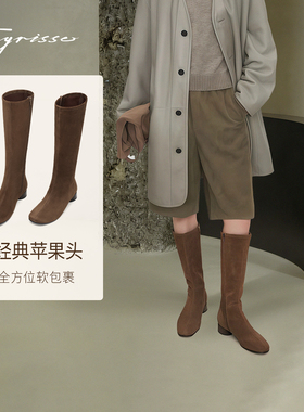 苹果派蹀愫25冬季新款加绒显瘦时装高靴长筒靴TA65709-12