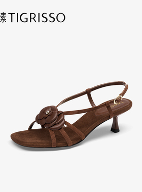 山茶花蹀愫2025年露趾细跟时装凉鞋高跟鞋TA65303-12