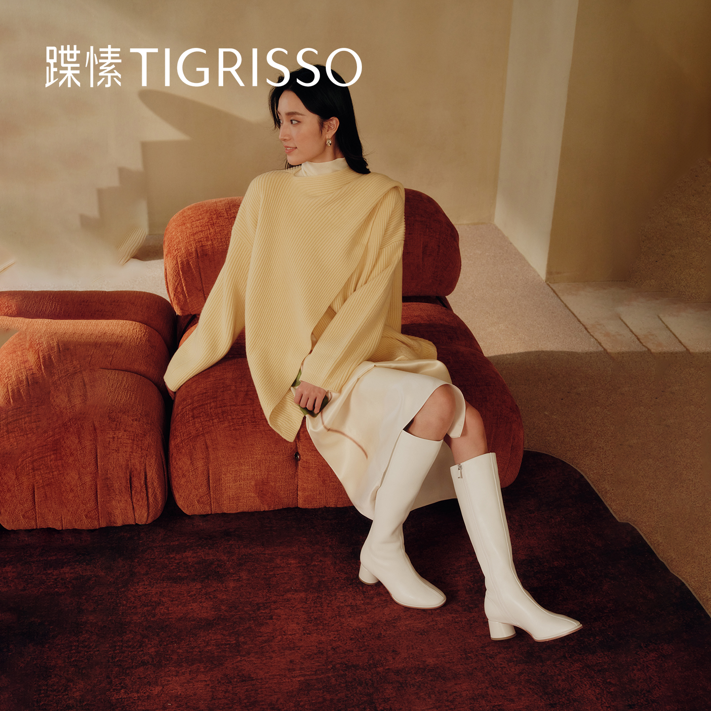 蹀愫专柜同款绵羊瘦瘦骑士靴