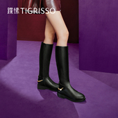 蹀愫冬季 厚底增高复古长靴显瘦骑士靴长筒靴TA54703