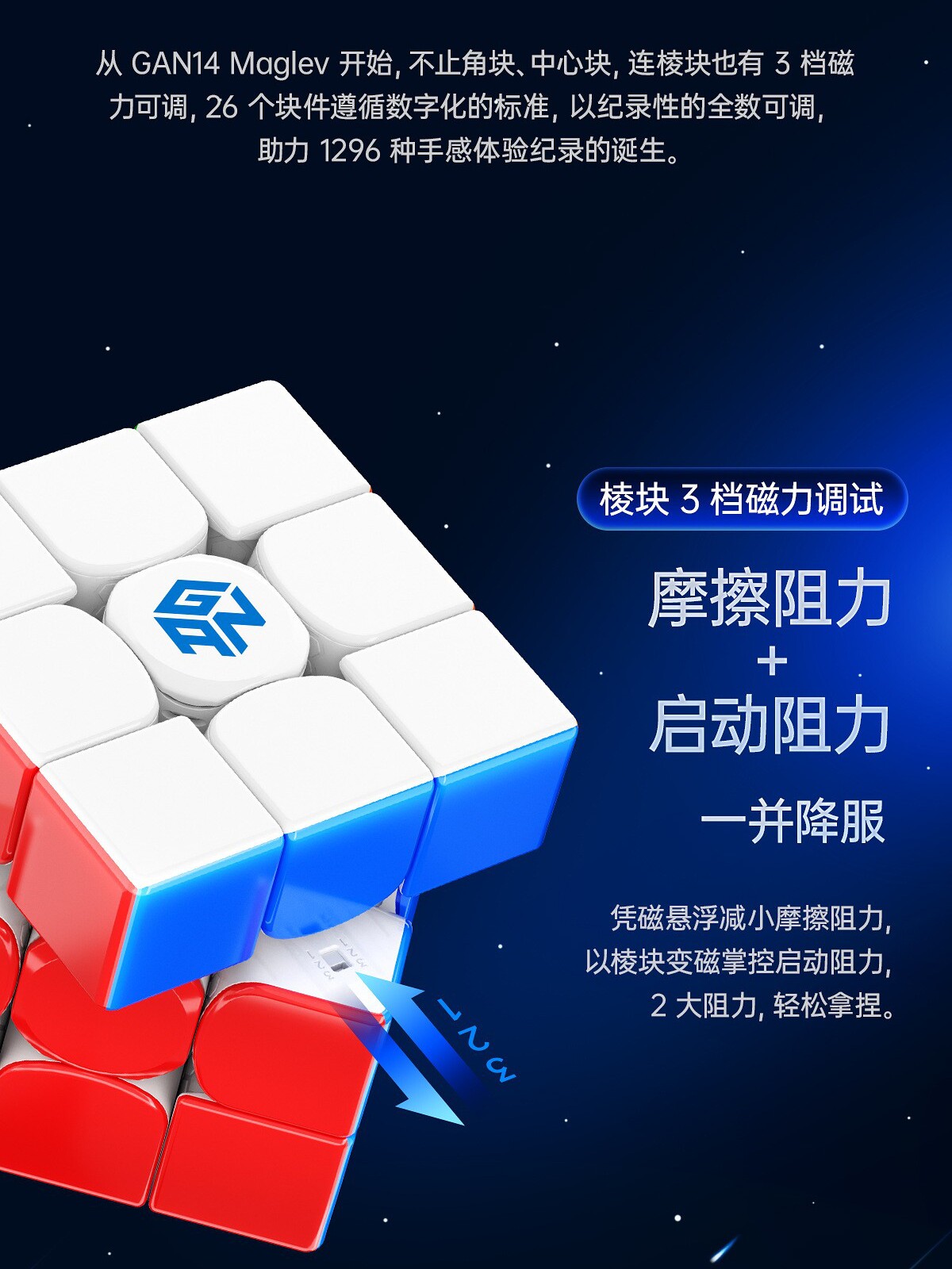 GAN14M PROMAGLEV 자기 부상 3단계 루빅스 큐브 UV 드릴 표면 자기 경쟁 경주 부드러운 교육 장난감