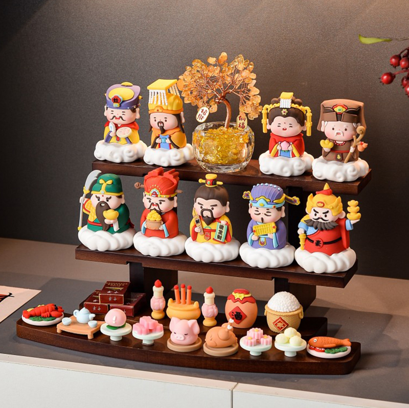 可爱财神爷摆件家用入户玄关工位办公室桌面情绪稳定小摆件装饰品