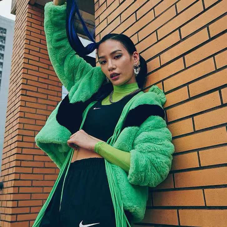 女式人造皮草羊羔上衣外套