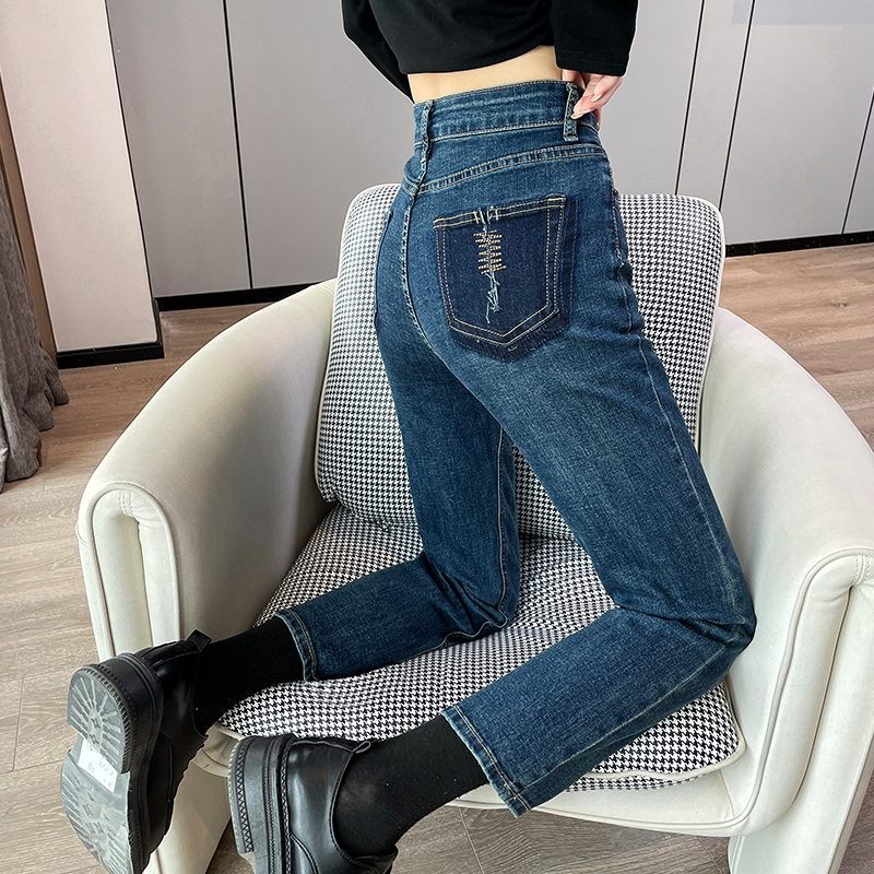 烟管裤九分裤常规弹力牛仔春秋