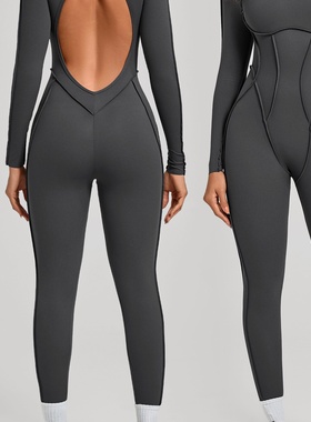 立体拼接秋冬紧身美背运动连体服露背瑜伽健身运动连体衣10122