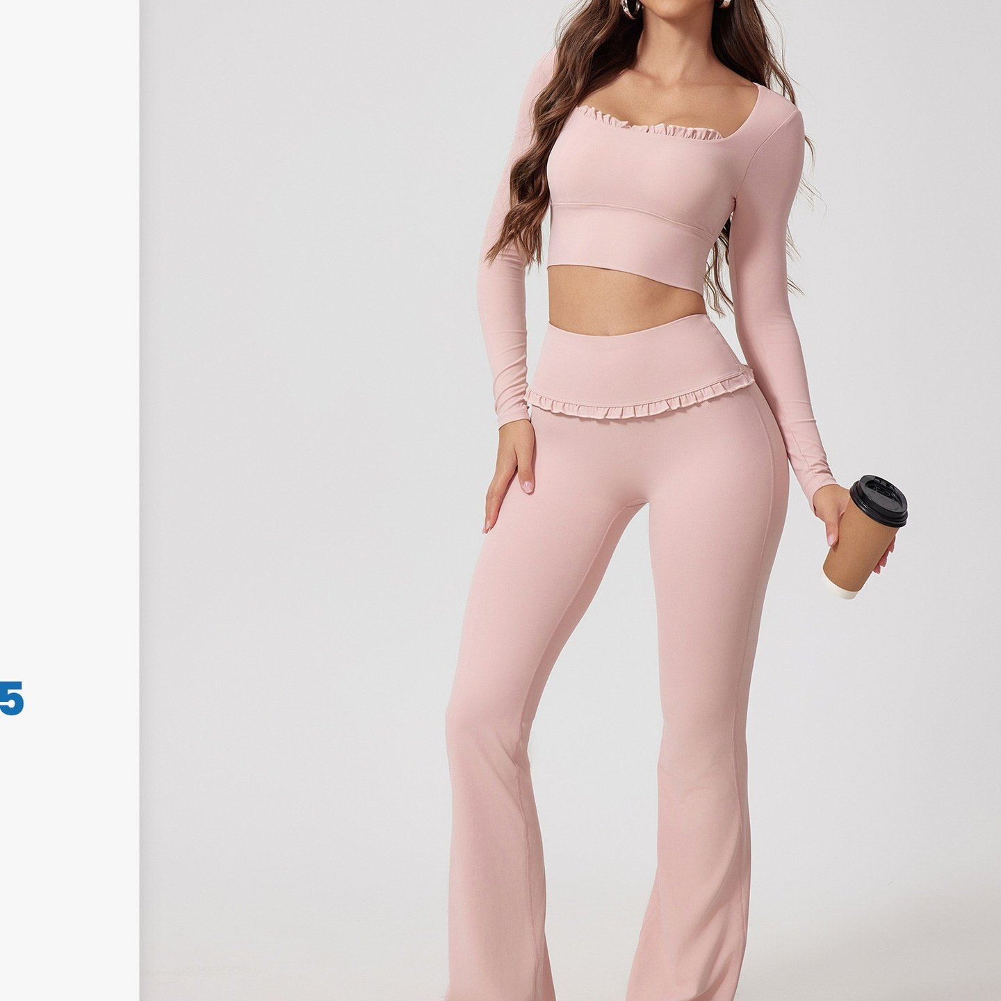 跨境裸感方领高腰裸感速干长袖瑜伽服跑步运动健身服套装,运动/瑜伽/健身/球迷用品,瑜伽套装,淘宝优惠券,粉丝福利购,淘宝优惠卷