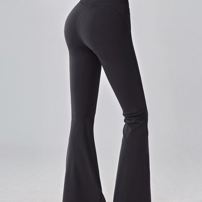 跨境普拉提训练长裤高腰运动裤外穿显瘦提臀微喇瑜伽裤