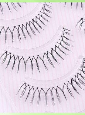 乐花繁假睫毛自然交叉女团手勒鱼线透明梗仿真眼睫毛M05黑色短款