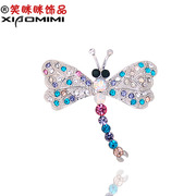 Smiling Dragonfly simplicity of posting Korean Crystal rhinestones brooch women''s high-end brooch pin Korea pin female