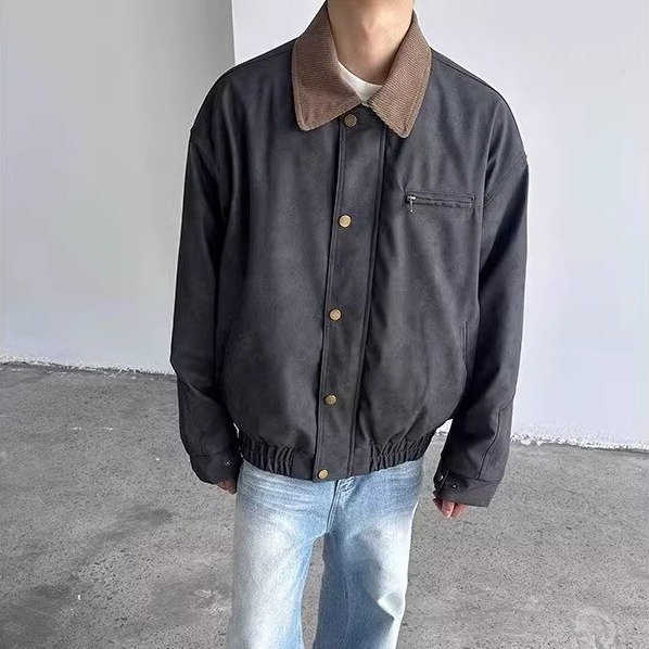 秋冬款美式街头复古工装男款春秋季潮牌宽松休闲夹克外套百搭翻领