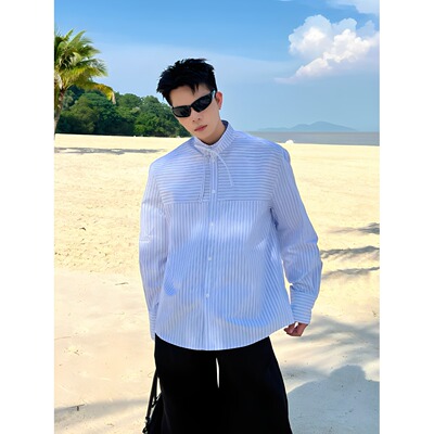 小众设计高智感条纹长袖百搭高级感宽松衬衫上衣开衫春季休闲简约