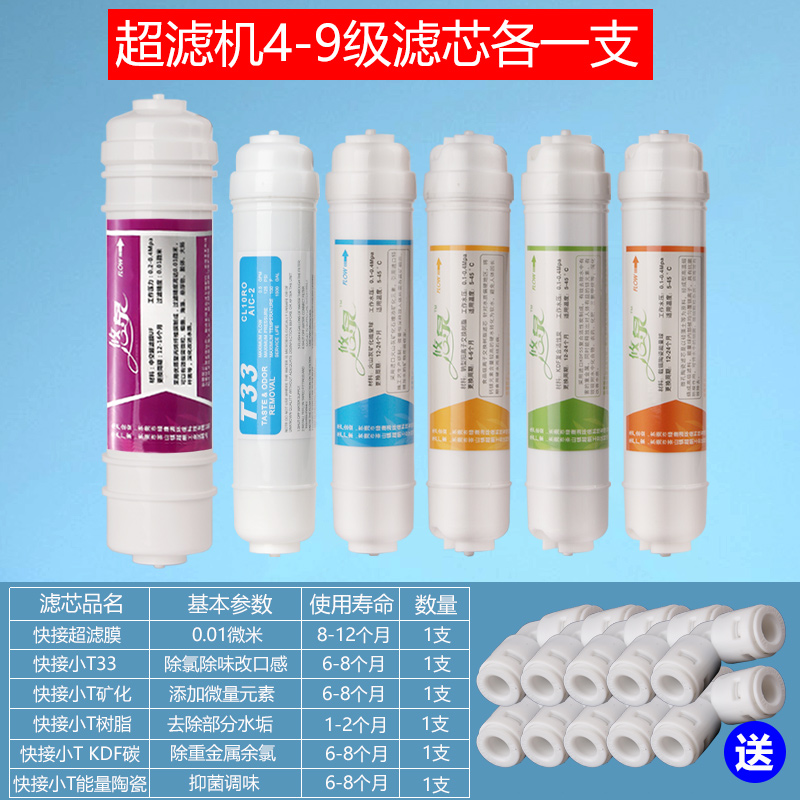 快接小T33直饮机净水器通用滤芯超滤后置活性炭矿化树脂KDF陶瓷