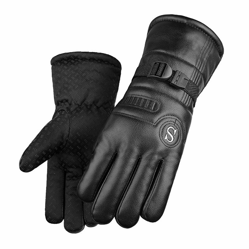 C0047冬大号加厚加肥毛绒电车户外骑行运动滑雪加肥棉保暖手套