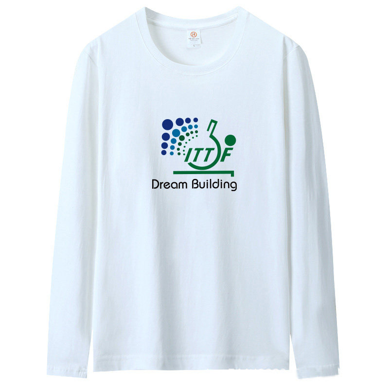 薄款长袖纯棉乒乓球服周边T恤男女球衣训练服秋打底比赛服运动