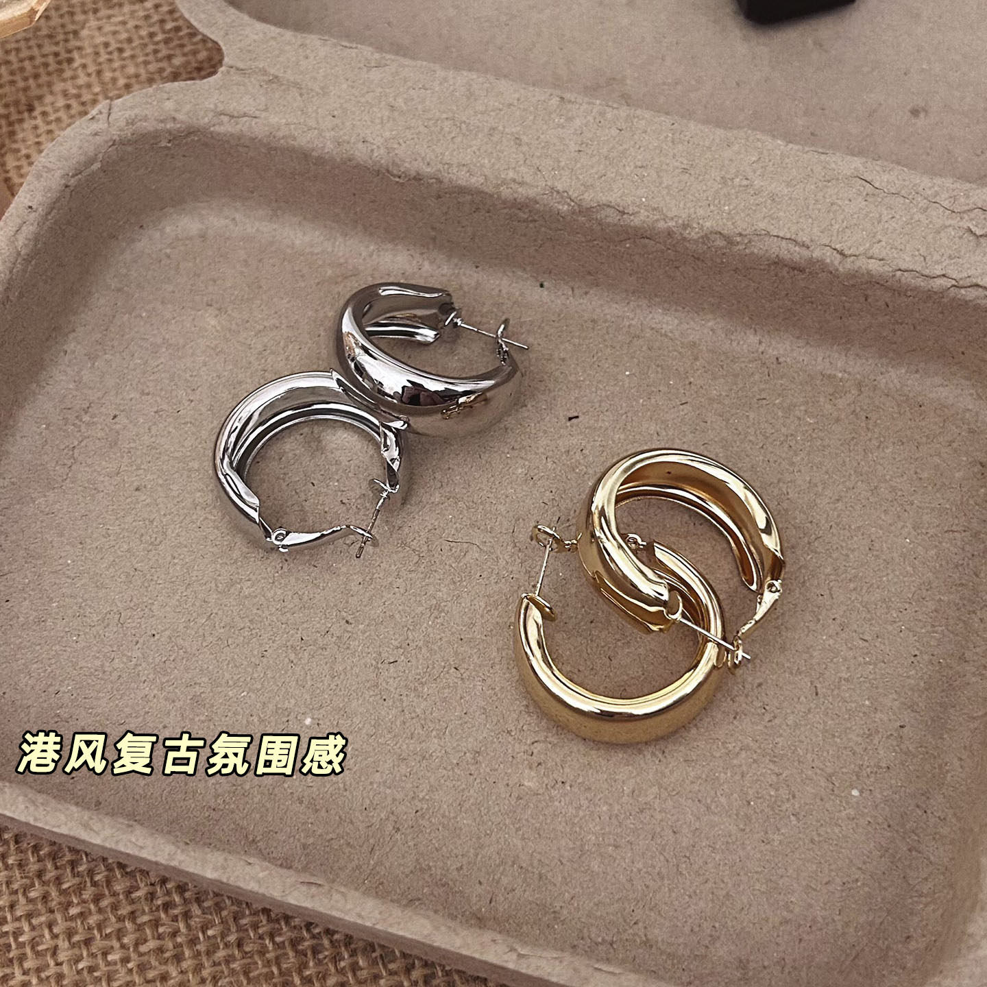 【实拍】复古高级港风虞书欣耳环