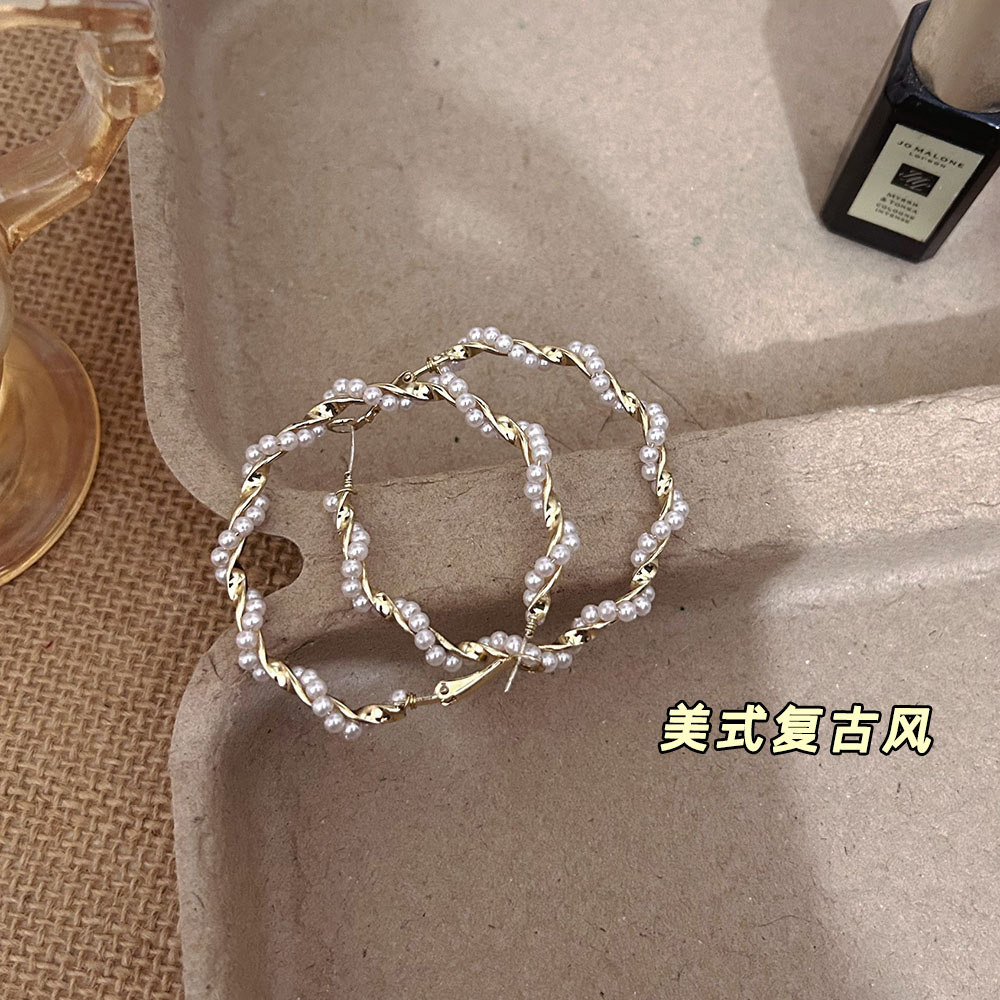 美式复古森系大圆圈耳环显脸小