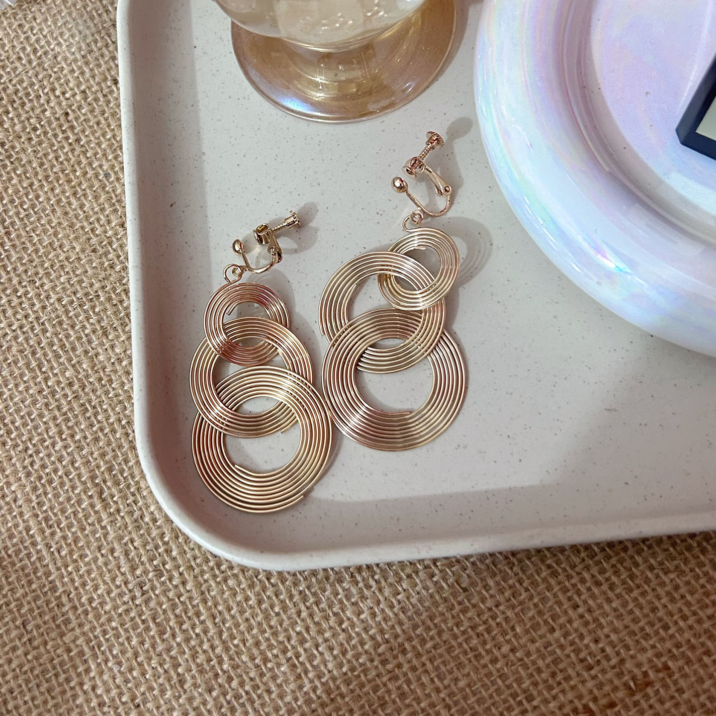 泰剧大女主千金风金属圆圈耳环