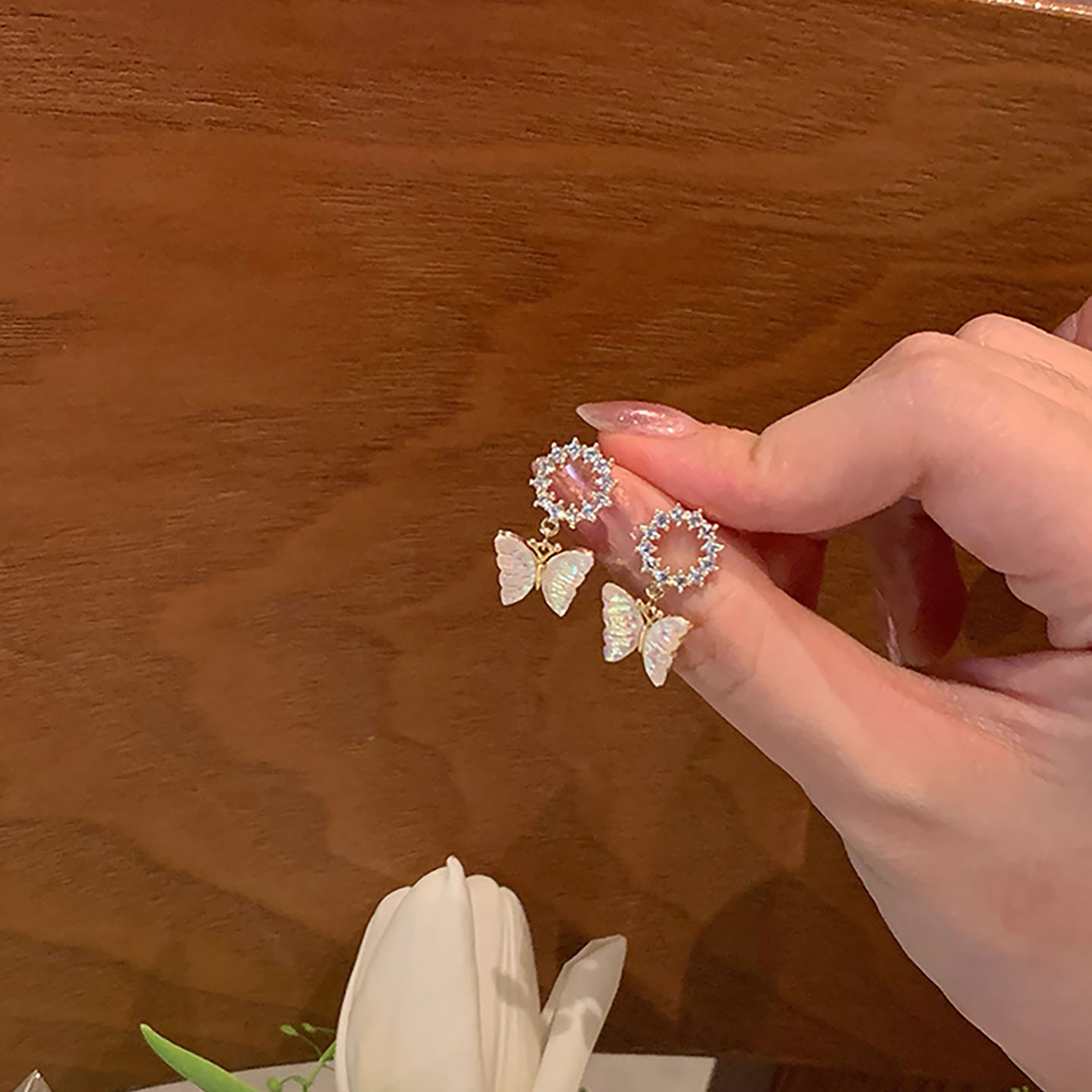 仙气甜美炫彩蝴蝶耳环