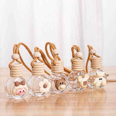 卡通车载香水瓶 网红色汽车香水瓶空瓶 车载精油瓶定制订做LOGO