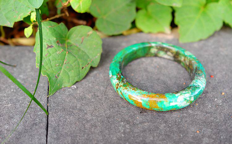 [木古口十]天然 凤凰石手镯 天河般蓝绿粗犷质感52-63mm