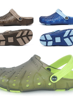 回力洞洞鞋耐磨男凉鞋水晶软底夏防水沙滩鞋轻便包头凉拖透气男鞋