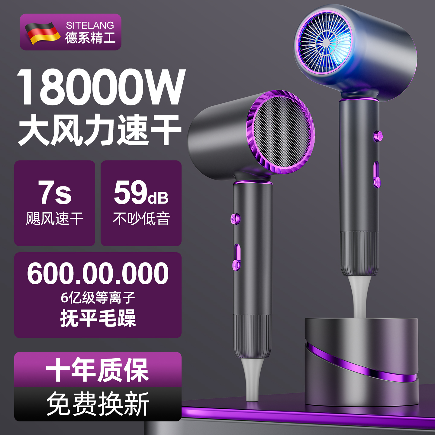 电吹风机发廊家用大功率速干静音恒温蓝光护发冷热风吹风筒