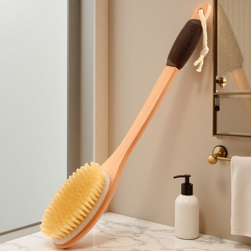 洗澡搓背浴刷楠竹鸡腿型猪鬃毛沐浴刷 马鬃洗澡浴刷 软珠按摩刷