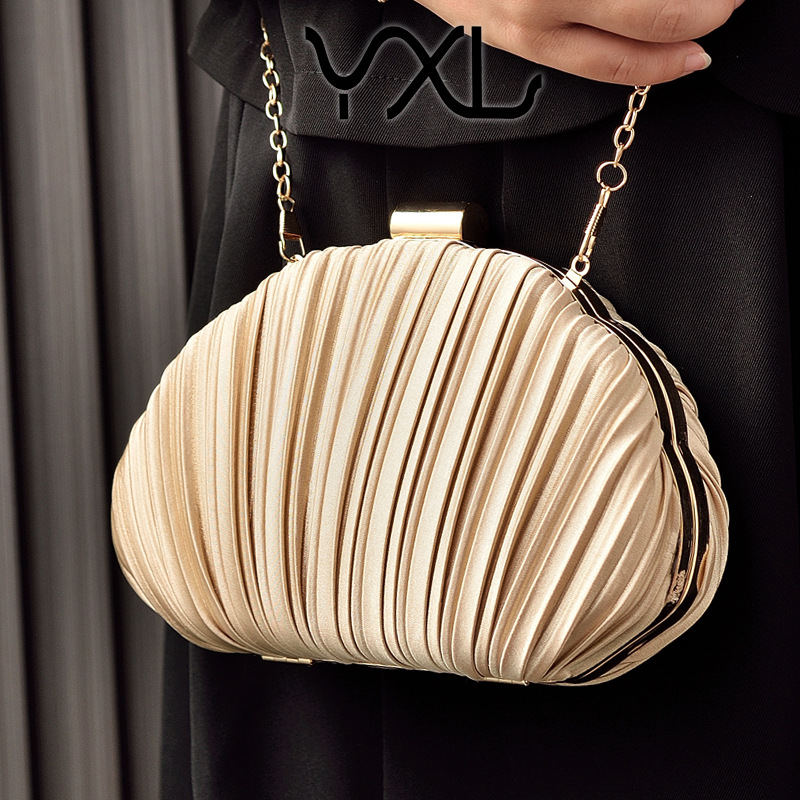 褶皱包手拿包配旗袍的包包晚装包