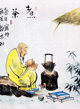 陆先炜纯手绘真迹国画禅意画茶室