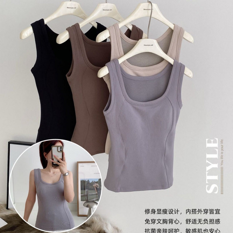 ABBY&CONNIE9998#羽绒保暖背心自带胸垫一体修身锁温御寒无袖上衣