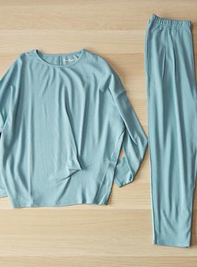 专柜皮尔卡丹睡衣女套装莫代尔棉家居休闲圆领春秋冬季PD28102