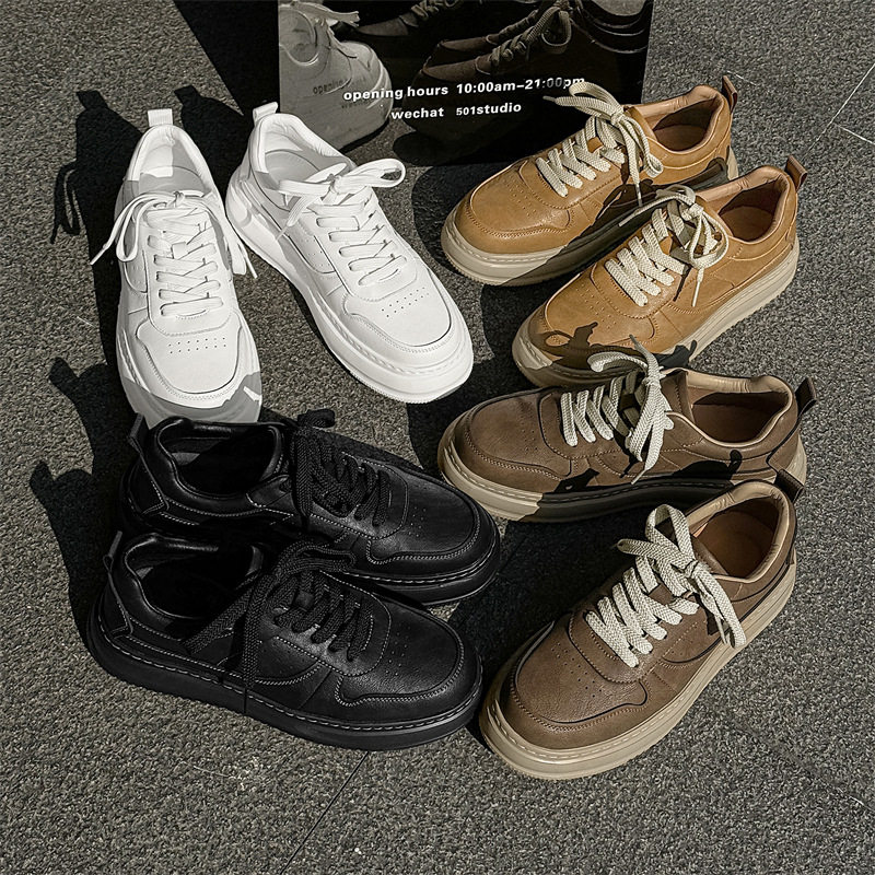 香港正品新款厚底复古板鞋男青年休闲圆头小白鞋春秋潮鞋2026,流行男鞋,休闲板鞋,淘宝优惠券,粉丝福利购,淘宝优惠卷