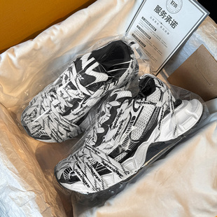 厚底做旧休闲鞋 2025秋季 女潮 白银绑带男鞋 香港高端巴黎3XL老爹鞋