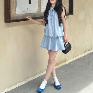 莱赛尔棉系带松弛廓形设计感花苞水母裙无袖连衣裙2026年夏季款