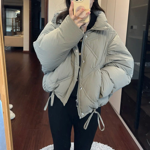 YYSTUFF/冬日礼 奶乖轻松弧度 大毛领羽绒服短款连帽外套女冬新款