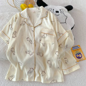 家居服套装 短裤 抖音代发 日系卡通印花云朵棉短袖 睡衣女夏薄款