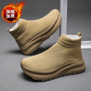 寺庙出家人僧人秋冬一脚蹬高帮袜子冬季宽大加绒飞织45大码46男鞋