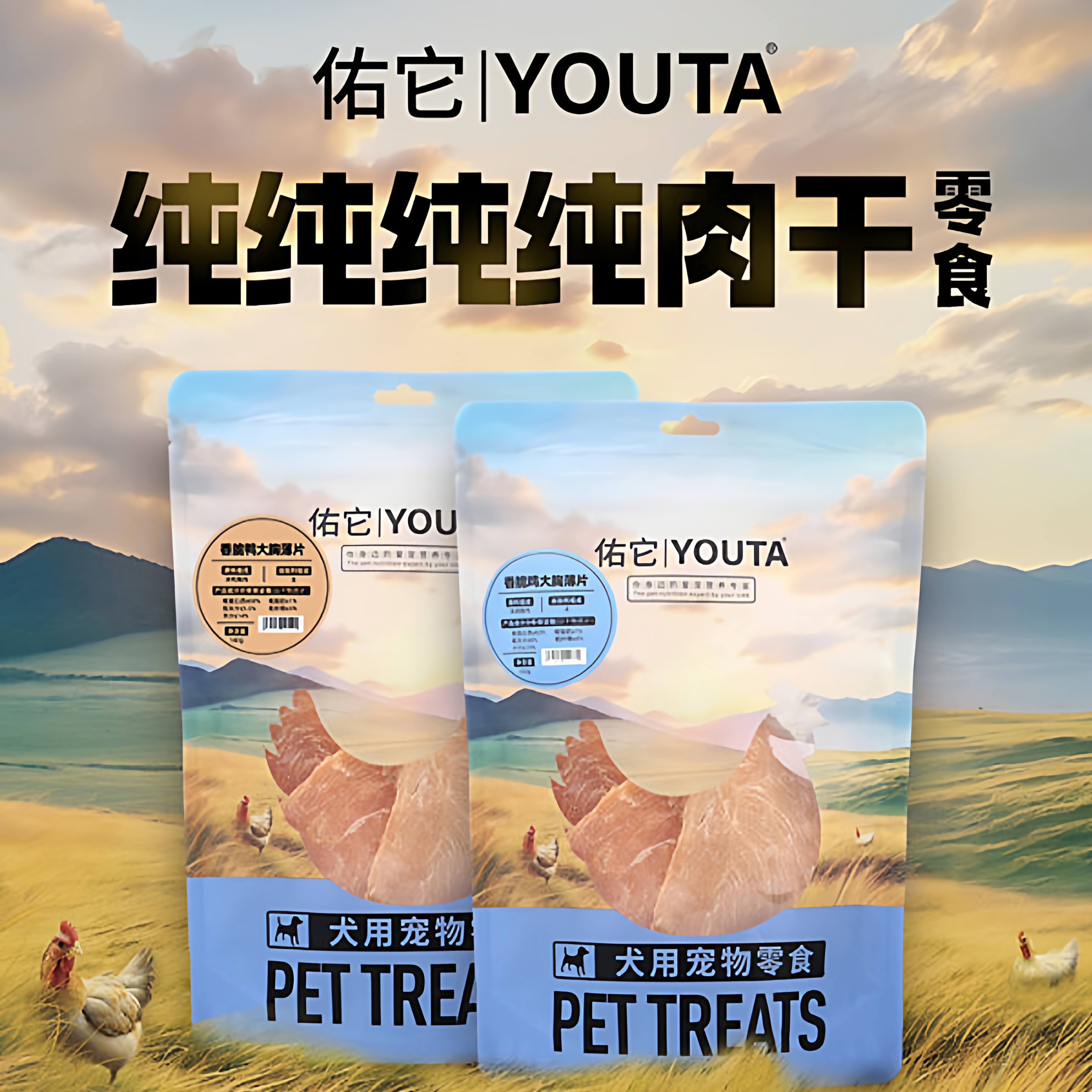 佑它烘干宠物零食鸡大胸薄片鸭大胸薄片成幼犬营养磨牙无添加肉干