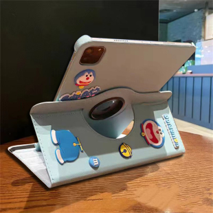 立体叮当猫DIY公仔360旋转皮套ipad十代2018款 5苹果9代A1893壳10.2寸A2197mini12345套迷你6 9.7寸pro11寸air