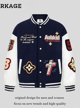 美式复古刺绣棒球服外套男女2025冬季新款情侣装宽松休闲夹克外套